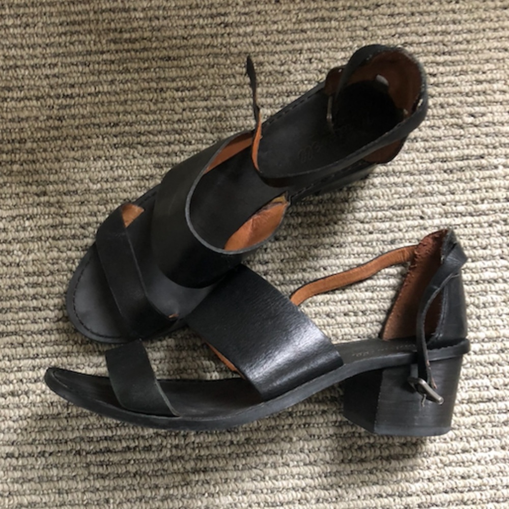 Madewell heeled Warren black scrappy sandal size 8.5